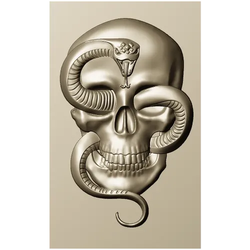 Viper's Embrace - Skull with Cobra high-relief STL