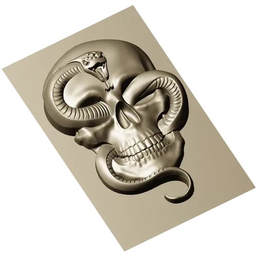 Viper's Embrace - Skull with Cobra high-relief STL