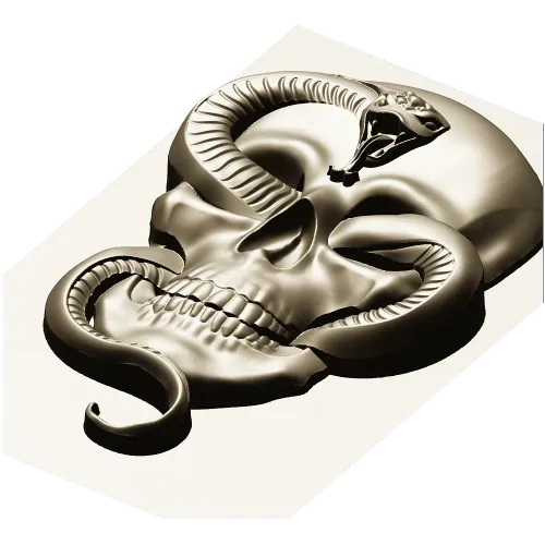 Viper's Embrace - Skull with Cobra high-relief STL