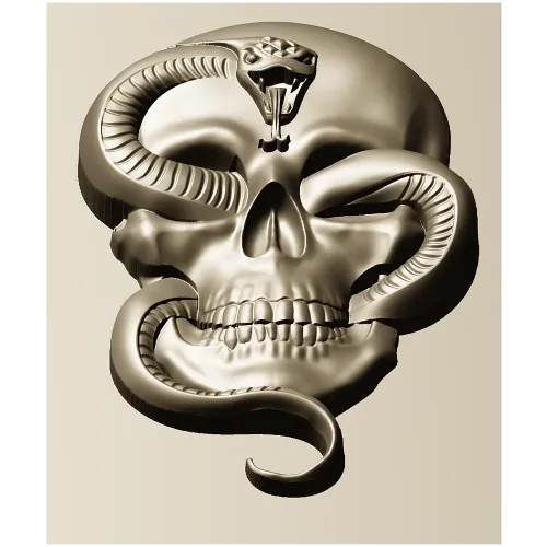 Viper's Embrace - Skull with Cobra high-relief STL