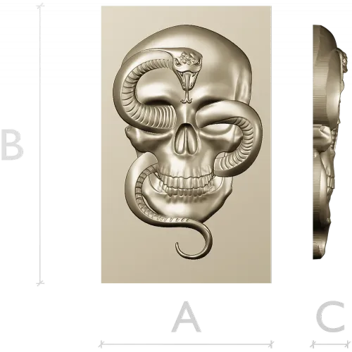Viper's Embrace - Skull with Cobra high-relief STL