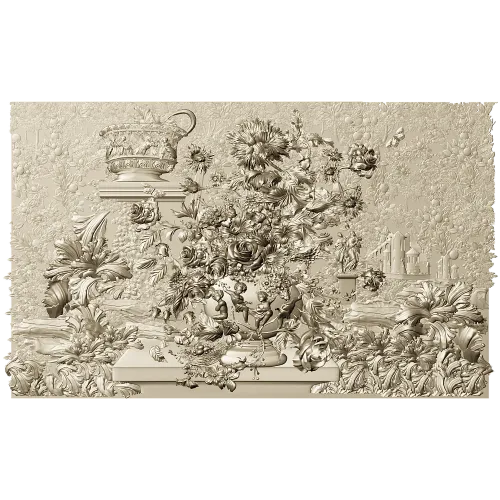 Ornate Floral Urn Relief STL for CNC Router