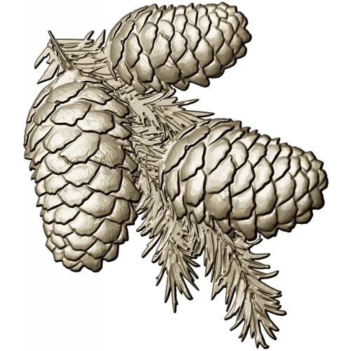 Pine Cone Cluster STL 3D model for CNC relief carving