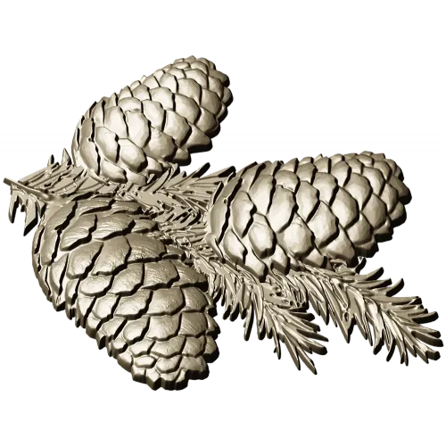 Pine Cone Cluster STL 3D model for CNC relief carving
