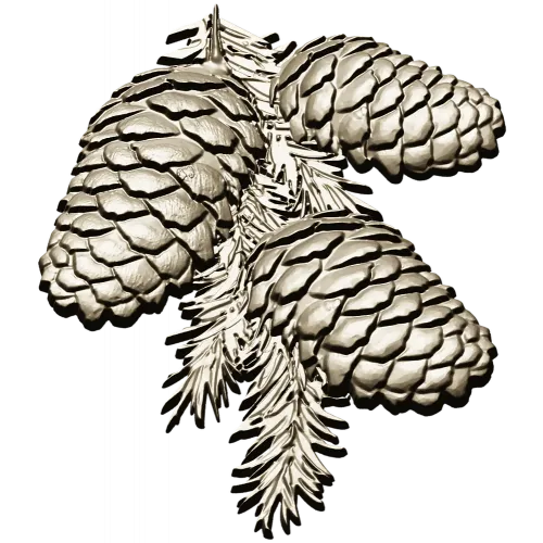 Pine Cone Cluster STL 3D model for CNC relief carving