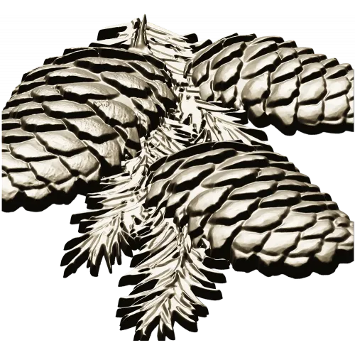 Pine Cone Cluster STL 3D model for CNC relief carving