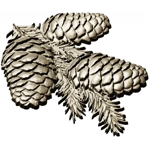 Pine Cone Cluster STL 3D model for CNC relief carving
