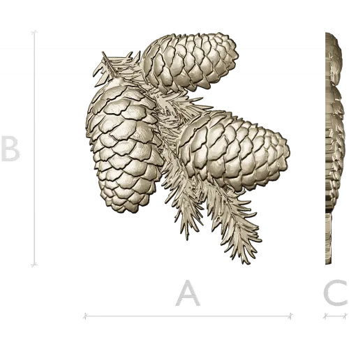 Pine Cone Cluster STL 3D model for CNC relief carving