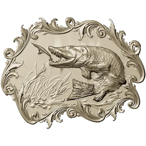 Щучий натиск - детализированное панно в формате STL для ЧПУ
