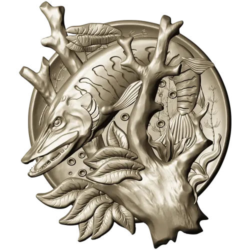 Pike Medallion STL for CNC - High-Relief Fish Plaque