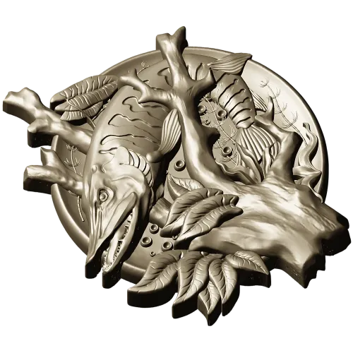 Pike Medallion STL for CNC - High-Relief Fish Plaque