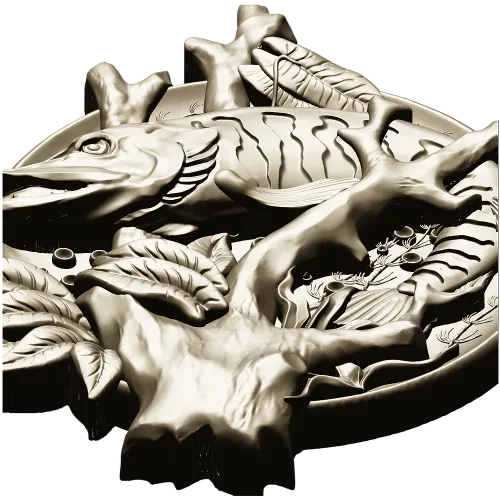 Pike Medallion STL for CNC - High-Relief Fish Plaque