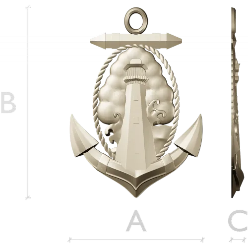 Anchor and Lighthouse Emblem STL 3D Model for CNC