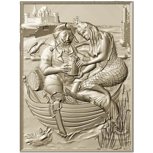 Fisherman and Mermaid relief panel - STL 3D model for CNC