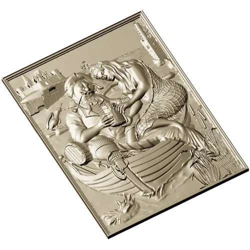 Fisherman and Mermaid relief panel - STL 3D model for CNC