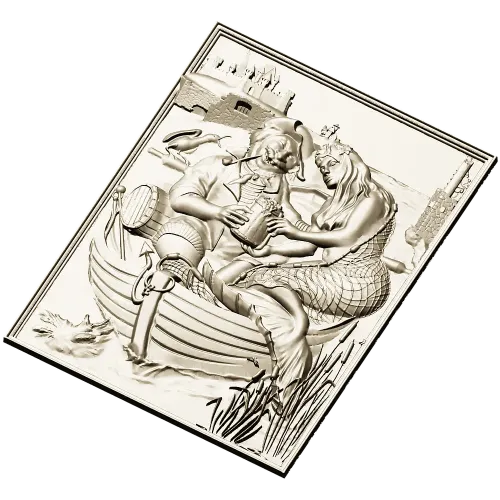 Fisherman and Mermaid relief panel - STL 3D model for CNC