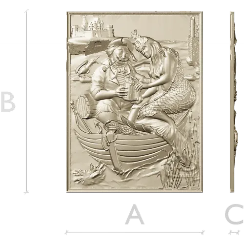 Fisherman and Mermaid relief panel - STL 3D model for CNC
