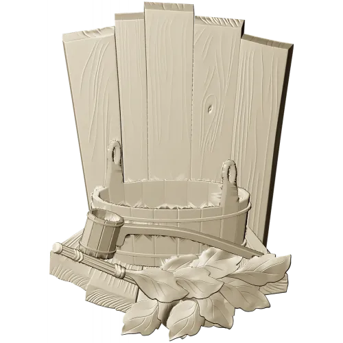 Banya Relief with Bucket, Ladle and Oak Leaves