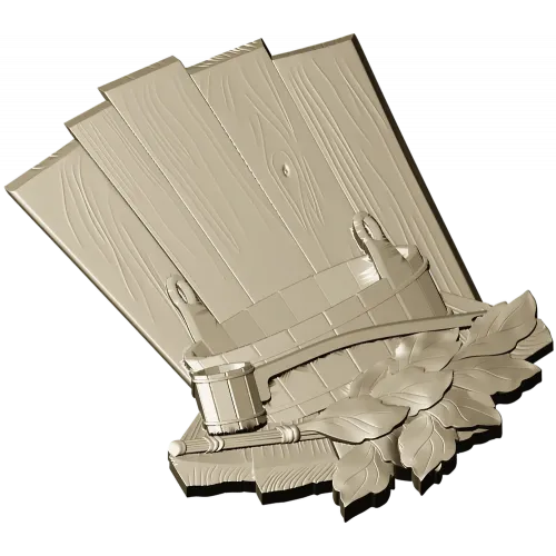 Banya Relief with Bucket, Ladle and Oak Leaves