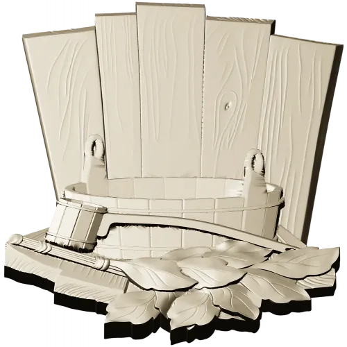 Banya Relief with Bucket, Ladle and Oak Leaves