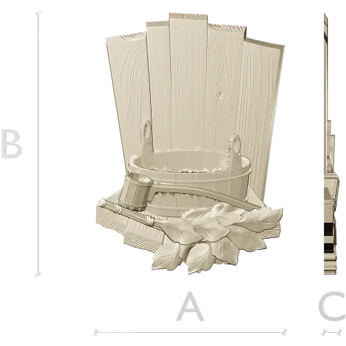 Banya Relief with Bucket, Ladle and Oak Leaves