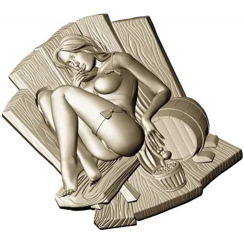 High-relief Sauna Maiden STL for CNC Router