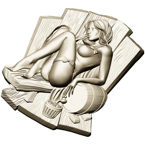 High-relief Sauna Maiden STL for CNC Router