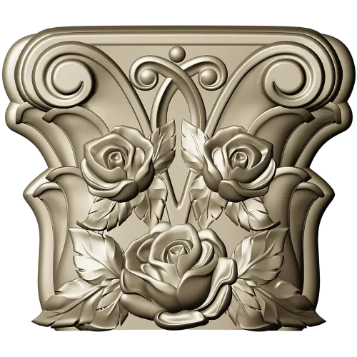 Rosa Coronet - Floral Capital STL for CNC