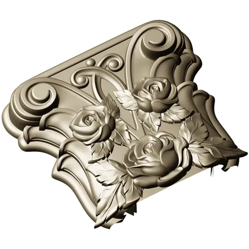 Rosa Coronet - Floral Capital STL for CNC