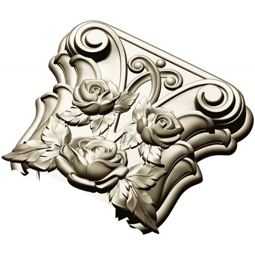 Rosa Coronet - Floral Capital STL for CNC