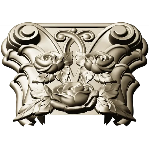 Rosa Coronet - Floral Capital STL for CNC