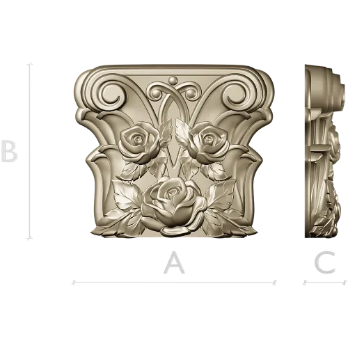 Rosa Coronet - Floral Capital STL for CNC