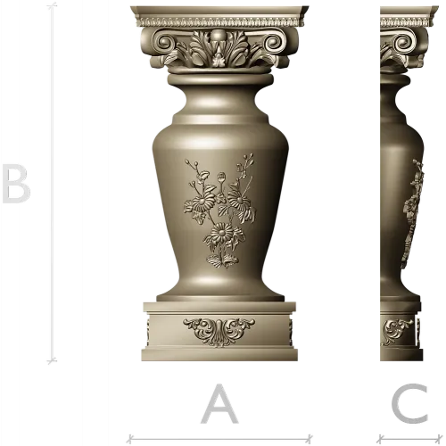 Classical Baluster with Corinthian Capital - STL 3D Model for CNC