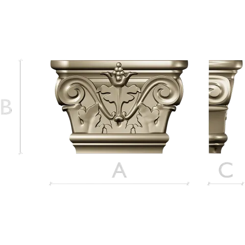 Acanthus Volute Capital STL for CNC - high-relief decorative capital
