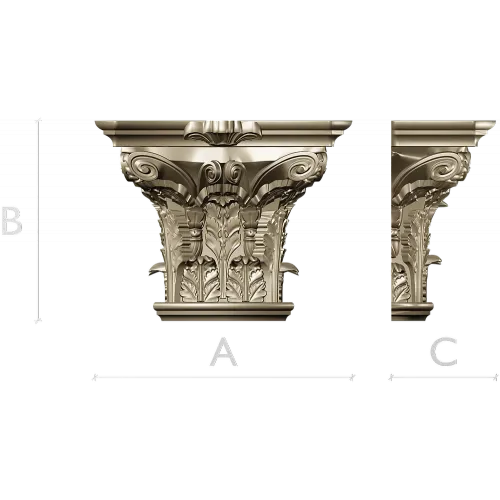 Corinthian Acanthus Capital STL - 3D model for CNC milling
