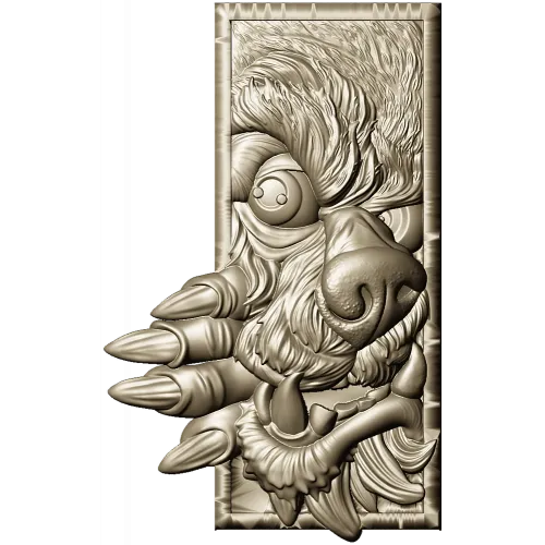 Wolf's Grasp - high-relief wolf plaque STL for CNC