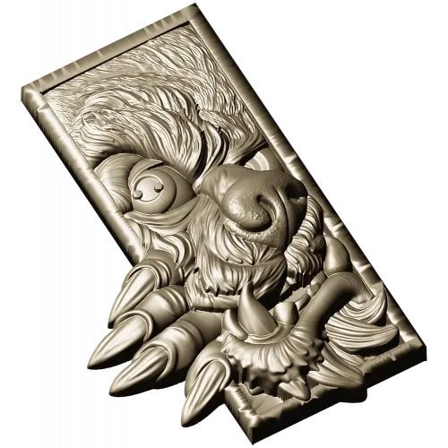 Wolf's Grasp - high-relief wolf plaque STL for CNC