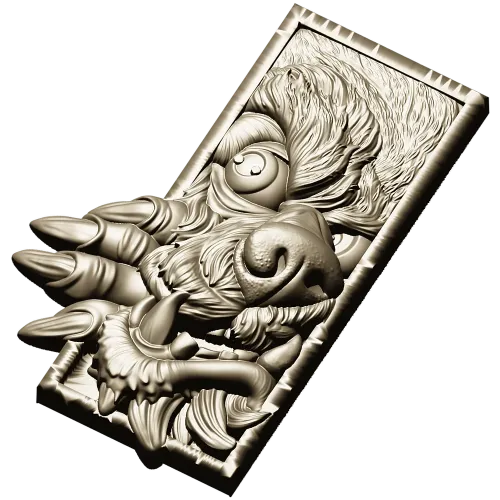Wolf's Grasp - high-relief wolf plaque STL for CNC