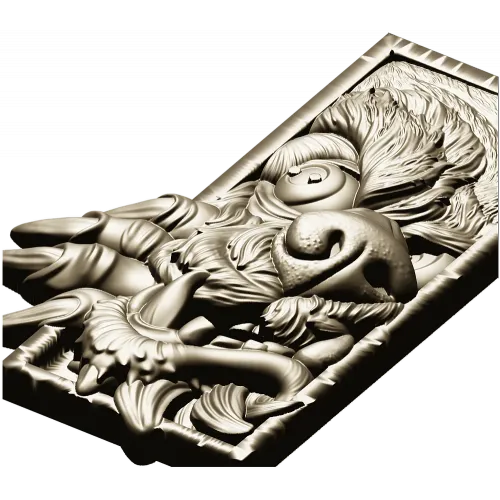 Wolf's Grasp - high-relief wolf plaque STL for CNC
