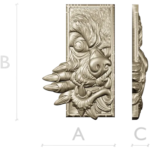Wolf's Grasp - high-relief wolf plaque STL for CNC