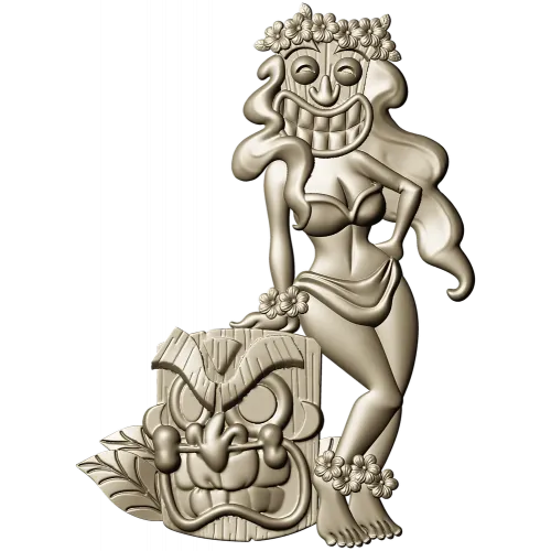 Hula Tiki Maiden - STL 3D model for CNC carving