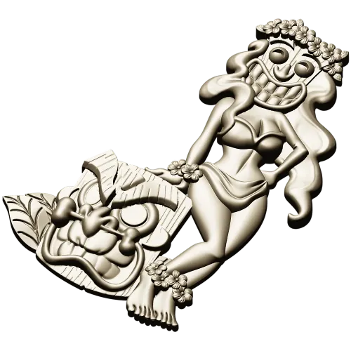 Hula Tiki Maiden - STL 3D model for CNC carving