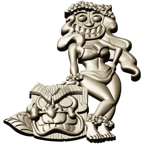 Hula Tiki Maiden - STL 3D model for CNC carving