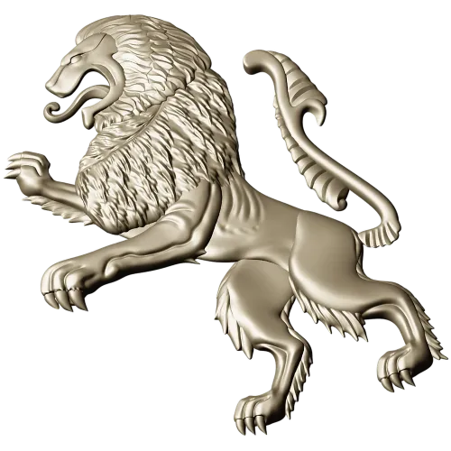 Heraldic Rampant Lion - High-Relief STL for CNC