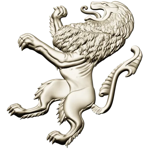 Heraldic Rampant Lion - High-Relief STL for CNC