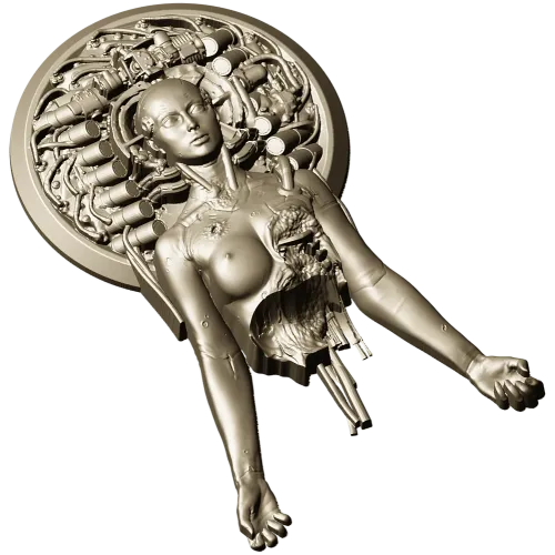 Haloed Cyborg Maiden - STL 3D model for CNC