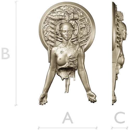 Haloed Cyborg Maiden - STL 3D model for CNC