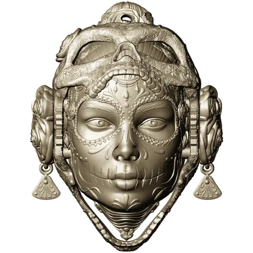 La Dama de Calavera - detailed 3D STL mask for CNC routing
