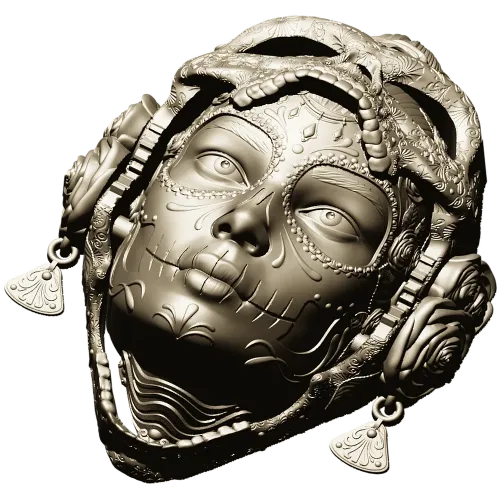 La Dama de Calavera - detailed 3D STL mask for CNC routing