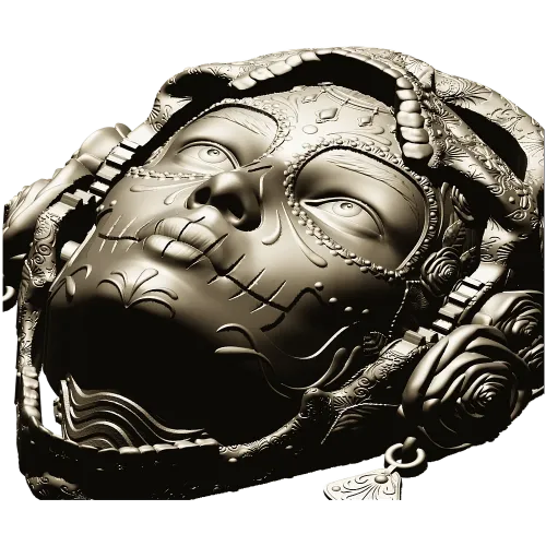 La Dama de Calavera - detailed 3D STL mask for CNC routing